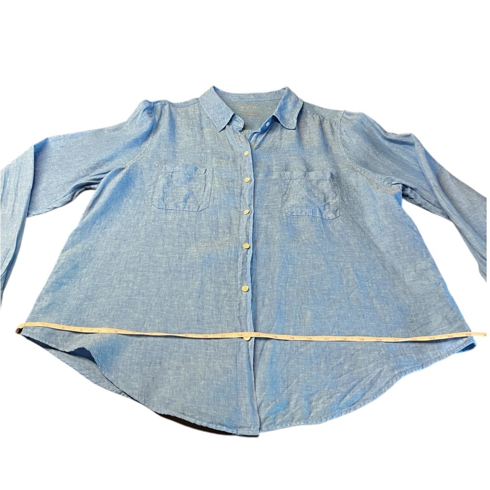 Lilly Pulitzer Blue Button Down Linen Shirt Size XL - Picture 8 of 9